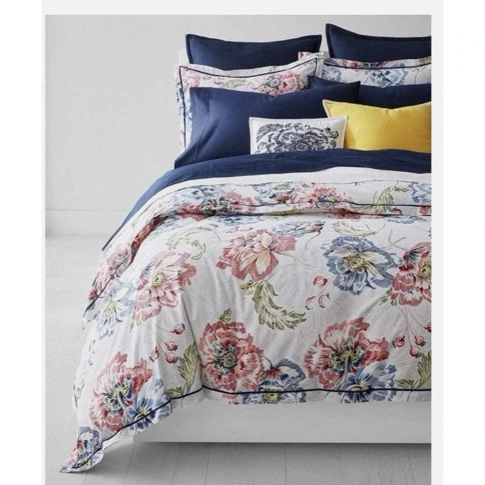 Ralph Lauren Isadora Floral Queen Duvet Cover 100% Cotton W/2 Pillow Cases RWB